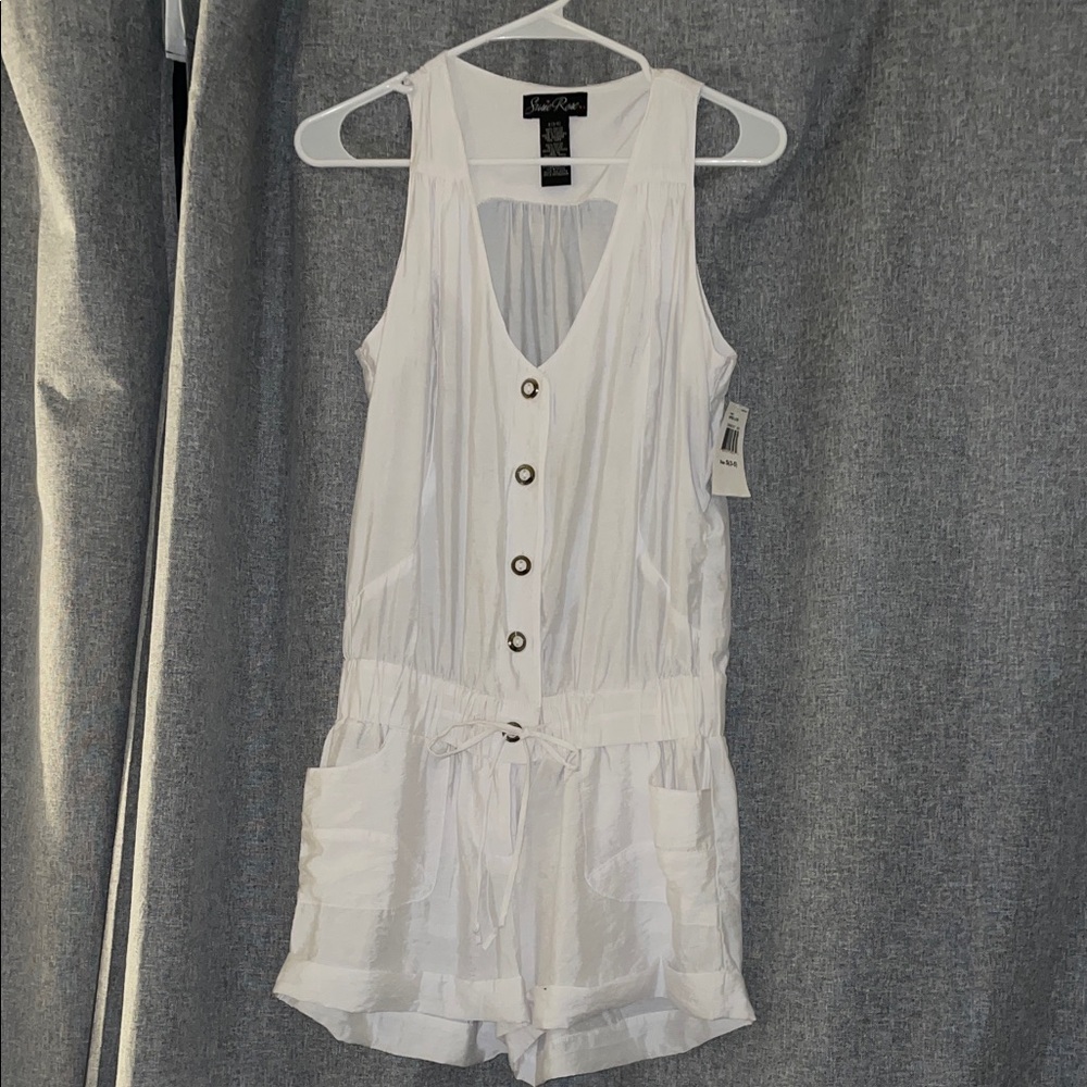 White Button-Down Romper